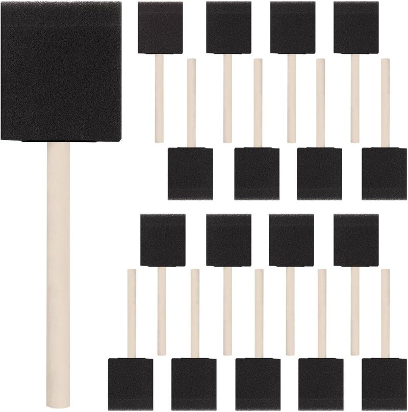 DMSVK 18 Pcs Foam Paint Brushes, 2 Inch Sponge Paint Brush, Wood Handle Sponge Foam Brush for Painting, Staining, Varnish, Craft, Touch Up - Image 1